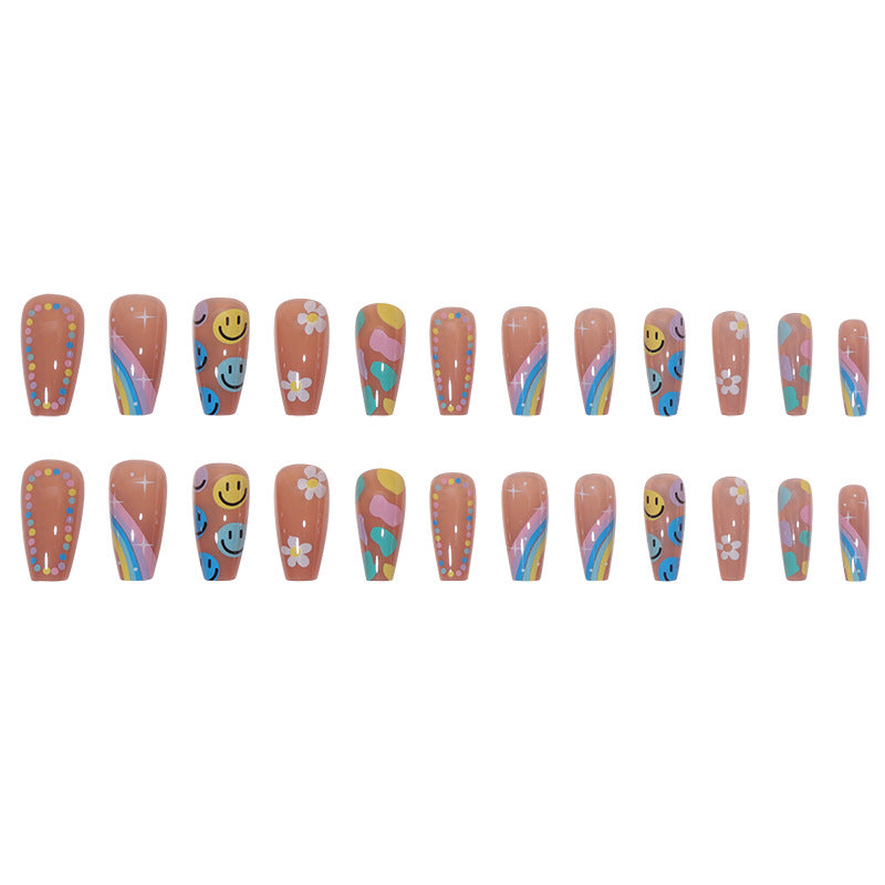 Venta al por mayor de plástico Rainbow Polka Dot Smiley Face Wear Nail Art